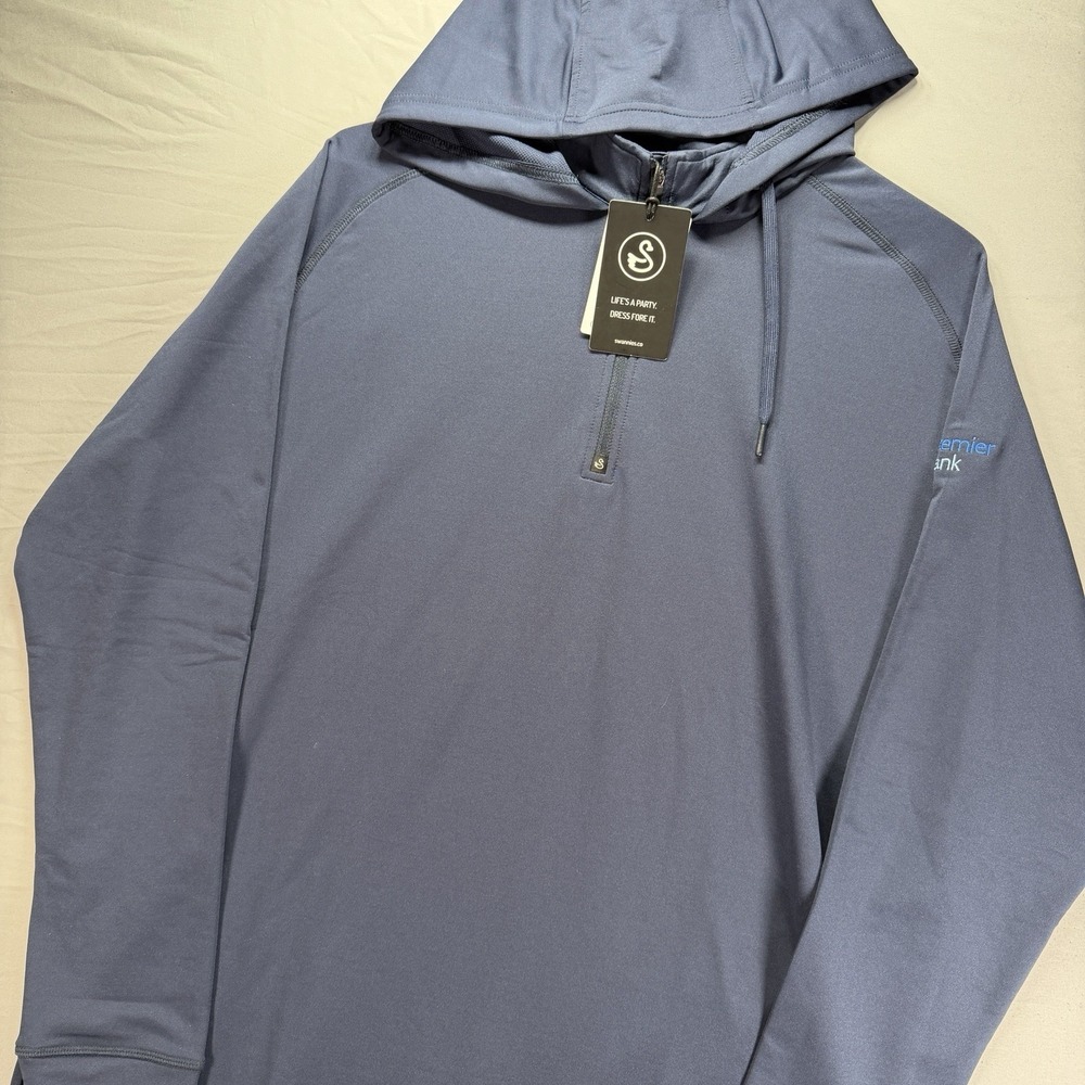 New Swannies Vandyke Mens 2XL Navy Blue Lightweight Performance Zip Golf Hoodie - Picture 2 of 10